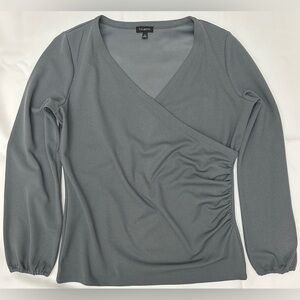 Talbots Charcoal Wrap Blouse